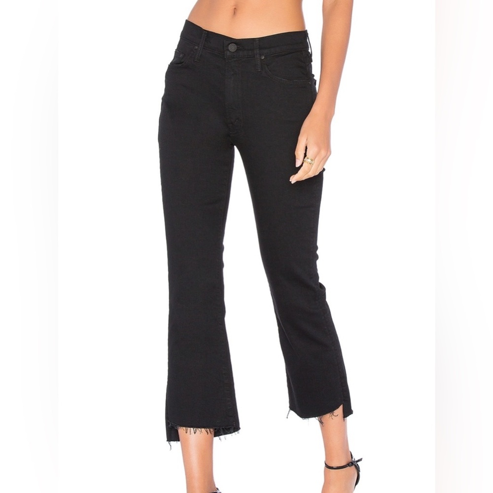 MOTHER Denim Insider Crop Step Fray Black Guilty as Sin Jeans Raw Hem Size 27